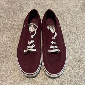 Vans Maroon Canvas Sneakers with White Accents